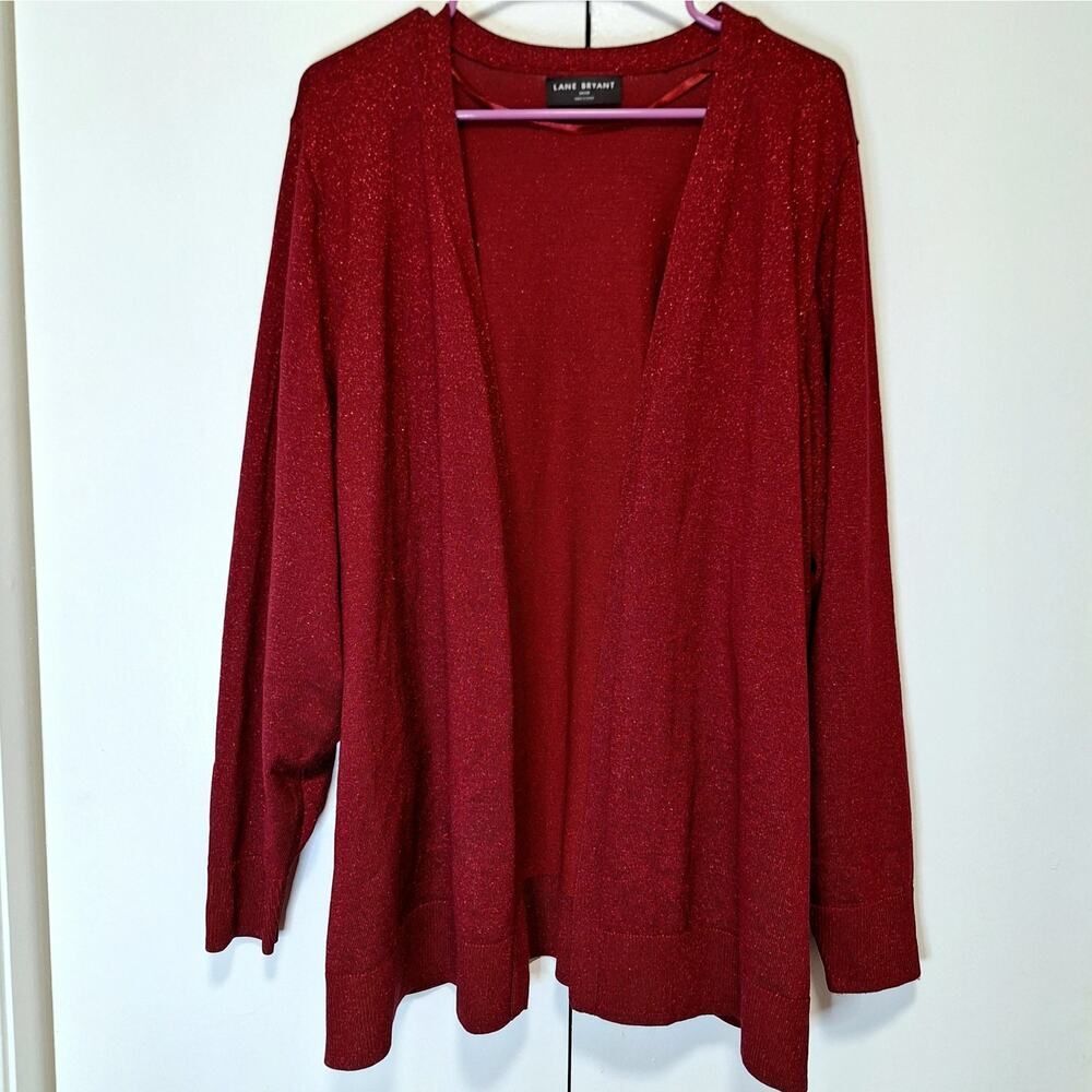 Lane Bryant Metallic Red Open Front Cardigan Womens Size 26/28